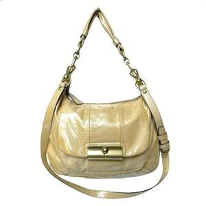 Coach Kristin Patent Leather Hobo Crossbody Bag 16951 | Beige Convertible Purse